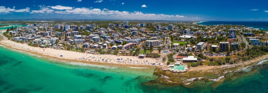 A drone image of off-market properties Sunshine Coast - Caloundra