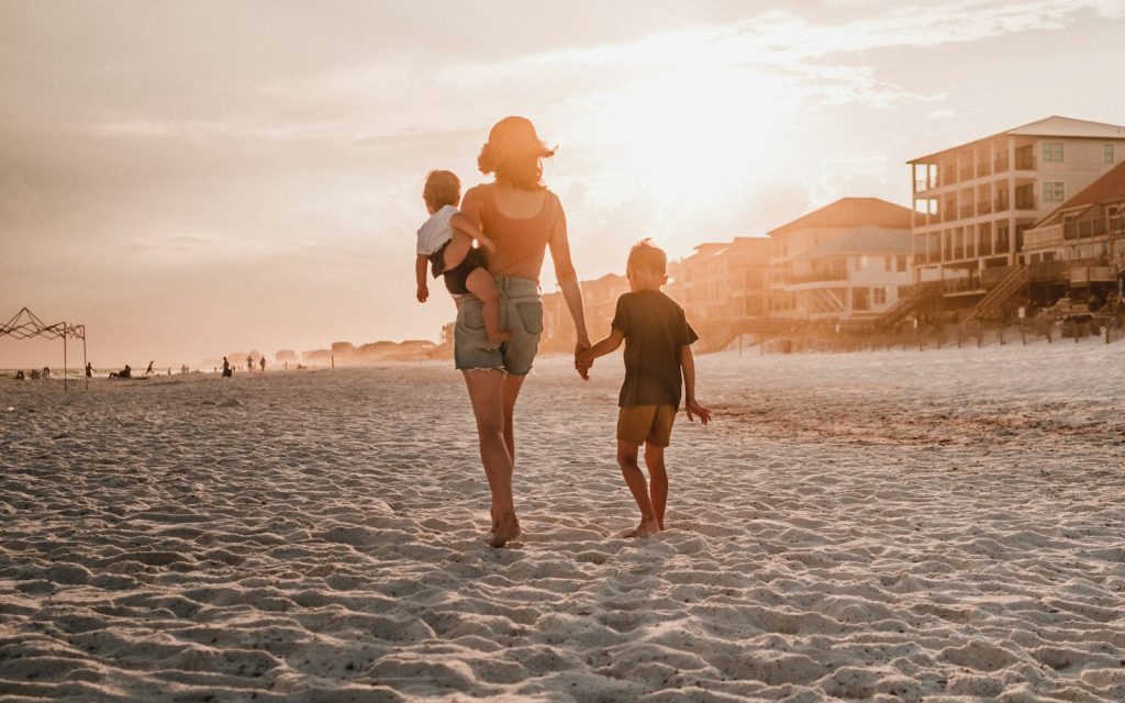 Couple walking along a beach
